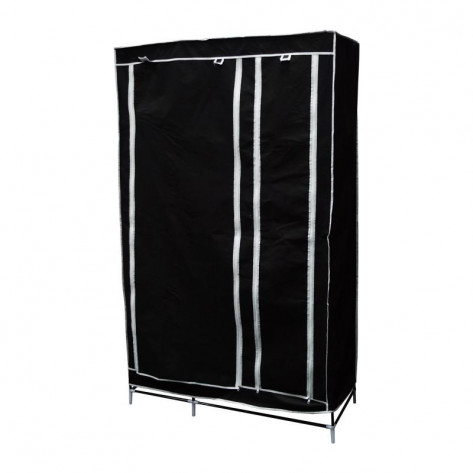Складной шкаф для одежды, тканевый шкаф  (2 секции), черный