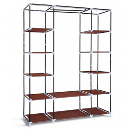 Складной шкаф для одежды, тканевый шкаф  (3 секции), коричневый