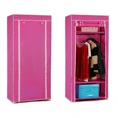 Складной шкаф для одежды, тканевый шкаф (1 секция), бордовый
