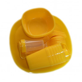 Набор пластиковой посуды для пикника 48 предметов, посуда для кемпинга на 6 персон, оранжевый