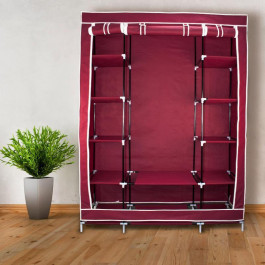 Складной шкаф для одежды, тканевый шкаф  (3 секции), бордовый