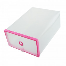 Пластиковый складной контейнер для хранения обуви и мелочей, розовый