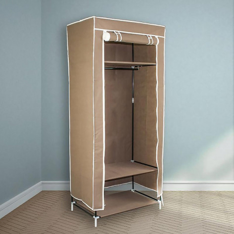 Складной шкаф для одежды, тканевый шкаф (1 секция), бежевый
