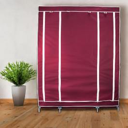 Складной шкаф для одежды, тканевый шкаф  (3 секции), бордовый