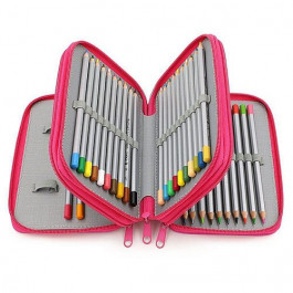 Пенал школьный на 4 отделения, розовый