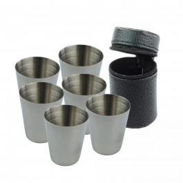 Набор походных рюмок, металлические стаканы с чехлом 6 шт.