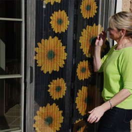 Москитная сетка на дверь Magic Mesh (Меджик Меш)  с подсолнухами,  москитная сетка на магнитах