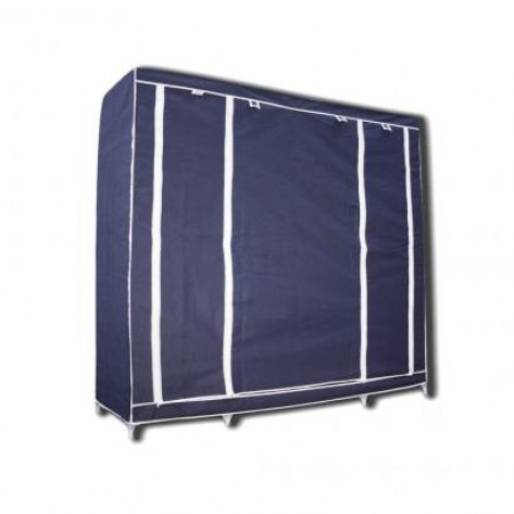 Складной шкаф для одежды, тканевый шкаф  (3 секции), синий